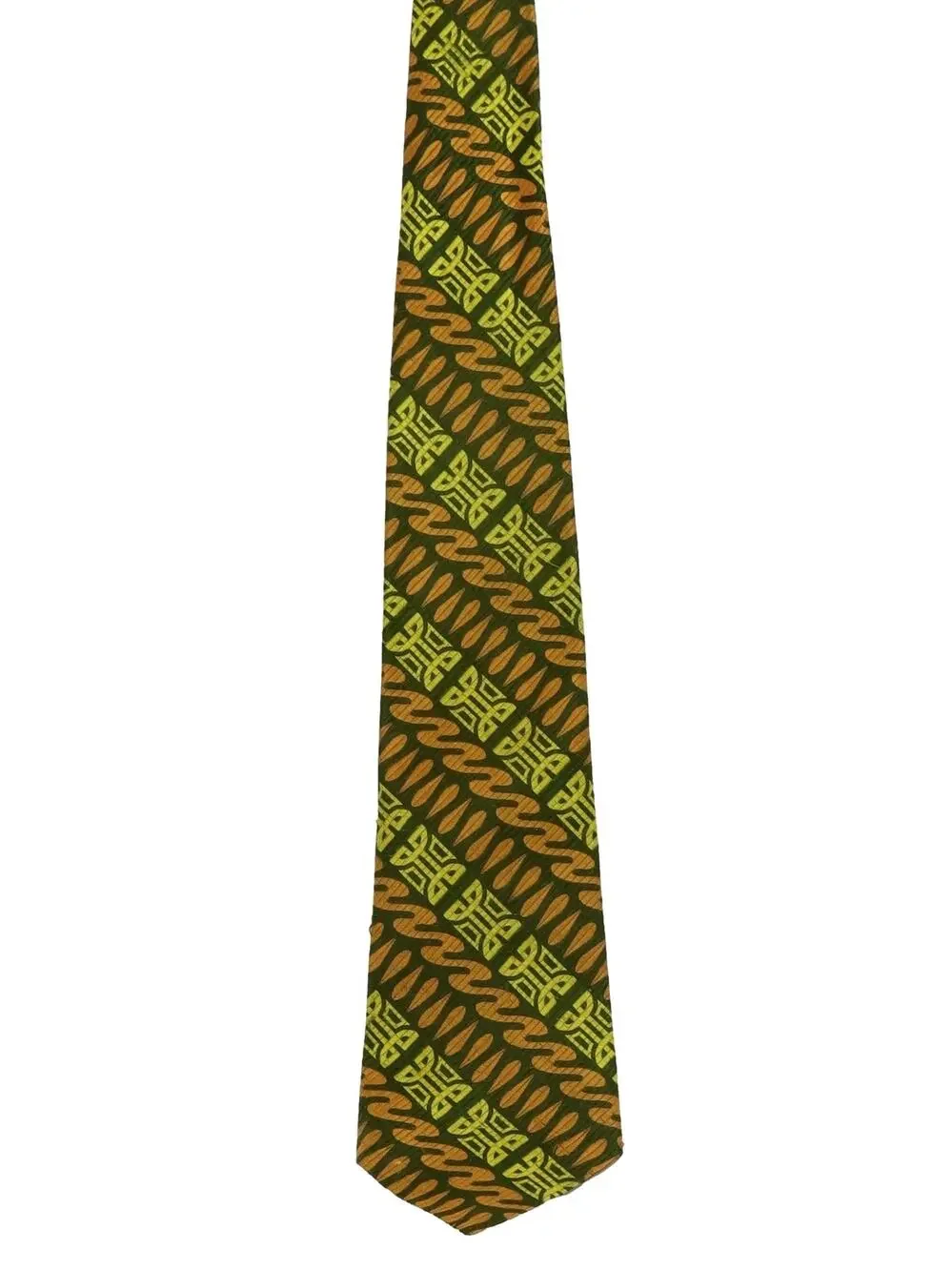 Vintage 70s Foreman & Clark Orange Green Geometric Wide Necktie